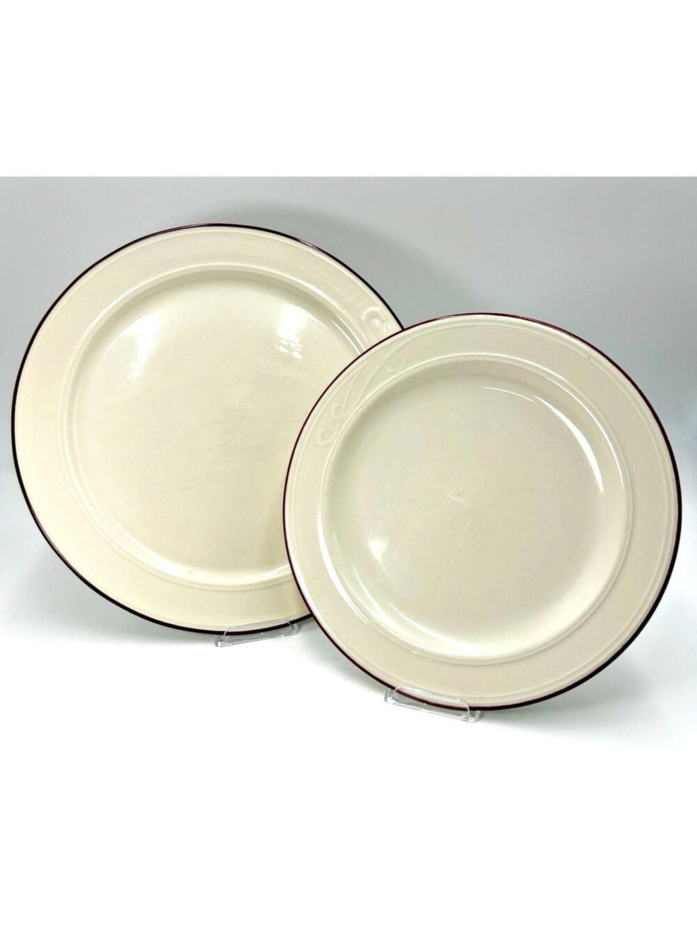 Vintage Homer Laughlin LYRICA China White w/RED Rim, Holiday Christmas, CHOOSE